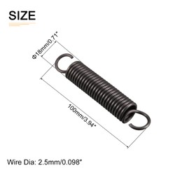 DTGN 2.5x18x100mm(WxODxL) Extension Spring - 1Pack - Good for Home Repair Machinery - Manganese Steel Extended Compressed Spring - Black