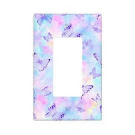 iyfcsl Purple Butterfly Single Rocker 1 Gang Light Switch Cover Wall Plate Standard Size Electrical Decorative Faceplate Switchplate for Bathroom Bedroom Kitchen