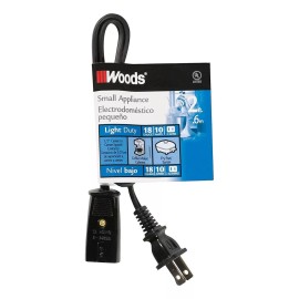 Woods 293 2-foot Hpn Mini Plug Appliance Cord, Negro