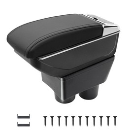 Car Armrest Box Fit for Nissan Versa 2012-2019, Double-Layer Armrest Organizer Box Centre Consoles with Cup Holder Arm Rest Automotive Accessories