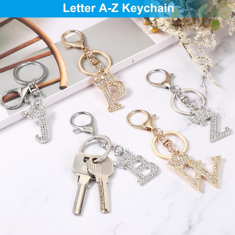 [PATIKIL] Initial Letter Keychain 2pcs Letter N Crown Desert Charm