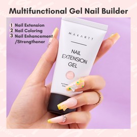 Makartt Poly Nail Extension Gel - Extension Builder Acrylic Poly Nails Gel, Builder Gel Extender Gel for Gel Nails for Nail Extension, Nail Strengthening, Nail Art Decoration, 50 ml (Peach)