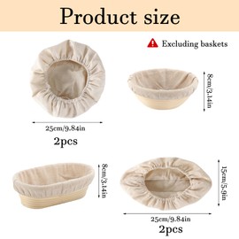 DBALL Pack of 4 Bread Proofing Basket Cloth Liner Proofing Basket Oval Linen Cloth 2 Pieces Round and 2 Pieces Oval Proofing Cloth for Beginners Baking Lovers Cooking Baskets Bread