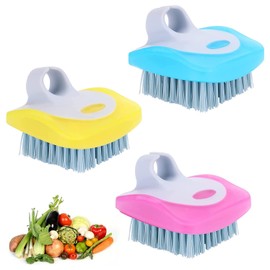 CAVLA 3 Pcs Vegetable Fruit Brush, Potatoes Veggie Cleaning Brush, Stiff Bristles with Comfortable Finger Grip, Kitchen Gadgets for Washing Fruit Mushrooms Carrot Kitchen