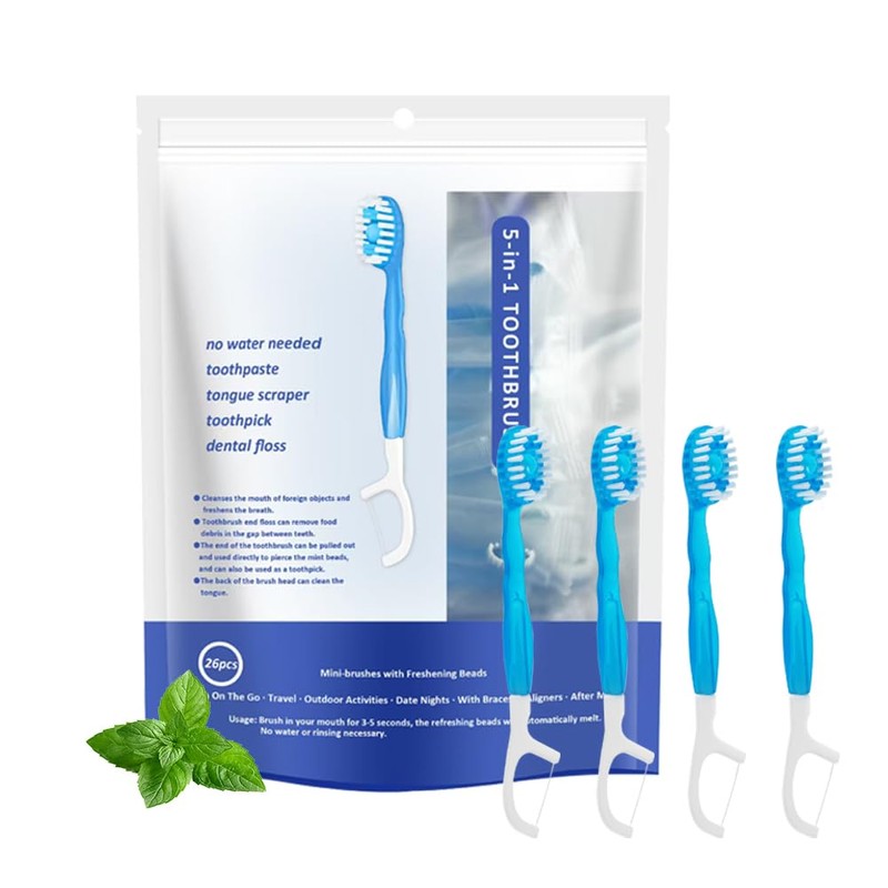 Malisseladi 5 in 1 Mini Brushes-Disposable Toothbrushes with Toothpaste +