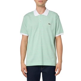 Lacoste Men's Original L.12.12 Striped Polo Shirt, White & Liamone, Large