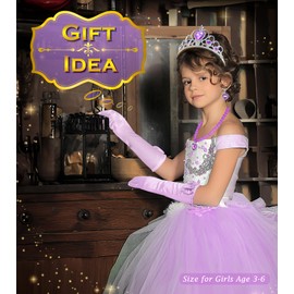 Princess Dress Up Accessories Princess Crown Tiara for Little Girls, Princess Tiara Glove Wand Toy Gift for 3-6 Girl (Purple)