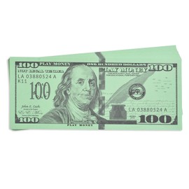 LEARNING ADVANTAGE One Hundred Dollar Play Bills - Set of 50 $100 Paper Bills - Designed and Sized Like Real US Currency - Teach Currency, Counting and Math with Play Money