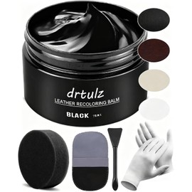 Bálsamo de piel para recolorante, acondicionador de piel, kit de reparación de piel para muebles de vinilo, sofá, bolso, zapatos, asientos de coche, reparación de color de cuero en sofás de cuero fundido y rayado (negro)