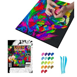 Mess-Free Lion Clay Painting Kit, Air Dry Clay Modelling Kit, Sensory 3D Canvas Fun Arts and Crafts Kit for Kids, Pre-Framed 40x30cm with Tools & Idea Guide – Fun, Hands-On Gift for Creativity