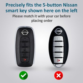 Autobase Silicone Key Fob Cover for 2023 2024 2025 Nissan Rogue Pathfinder Sentra | Rubber Remote Key Fob Protector Case with 5 Buttons - Black - 2 Pcs