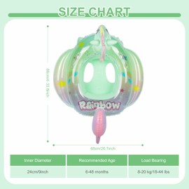 Baby Swimming Float, Baby Inflatable Pool Float with Seat for 6-36 Months, Baby Girl Inflatable Baby Swimming Ring Pool Float for Infant Toddler Kids 1-3 Years (Green Unicorn)