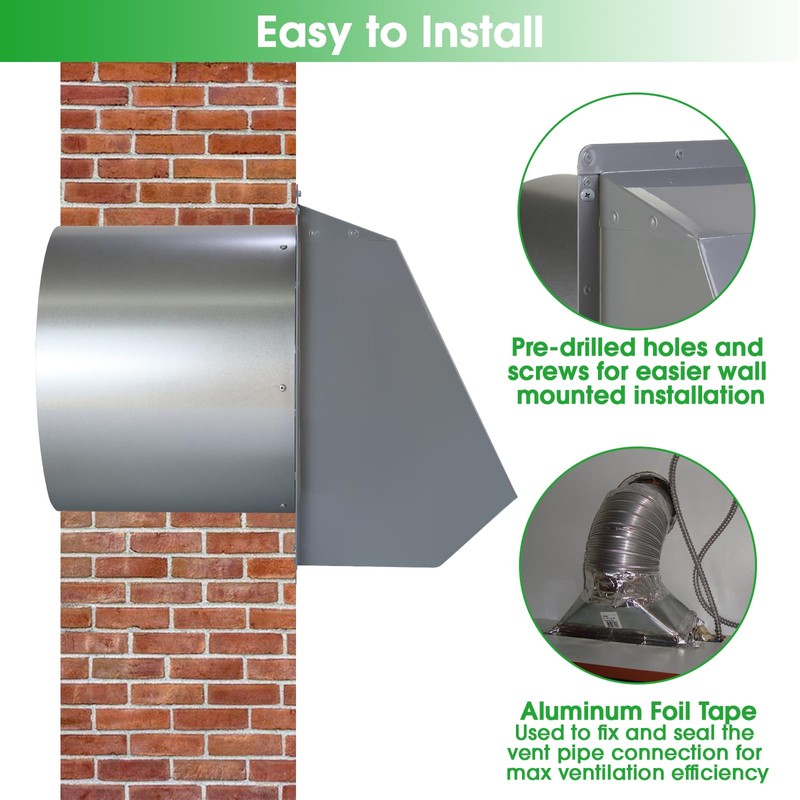 10 Inch Hooded Wall Vent Exhaust with Screen and Damper,Outdoor
