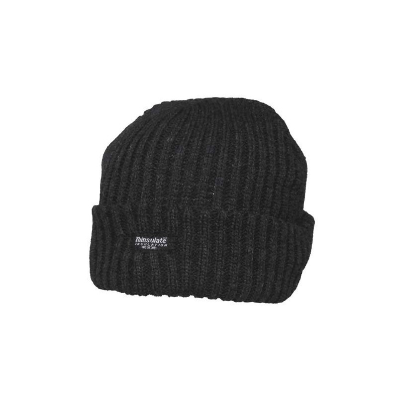 Max Fuchs Men's Watch Cap "Alaska" Black Thinsulate Grosgrain