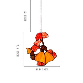DHCGPP Tiffany Ginkgo biloba Leaf Style with Chain Stained Glass Window Hangings 7.8" W x 6.6" H Inches Decor for Home,Office,Coffee Shop