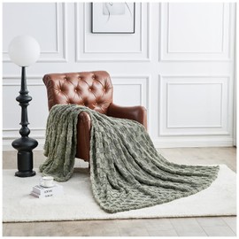 GC GAVENO CAVAILIA Soft Flannel Sherpa Fleece Throw Blanket Queen Size, Jacquard Weave Pattern Thermal Warm & Cosy Fuzzy Plush Blanket For Sofa Couch & Bed, 200x240 Cm, Natural