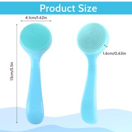 2Pack Silicone Face Brush Manual Face Scrub Brush Soft Facial Brushes Waterproof Exfoliating Face Brush Skin Friendly Face Cleaner Brush for Women and Men Blackheads Makeup Residues Removal(Blue)