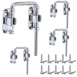 Hicarer 4 Pcs Sliding Glass Door Lock French Door Latch Lock Security with Screws Safe Secure Loop Lock Sliding Door Lock 2 Inch for Window Doors Home Patio, Chrome Plated