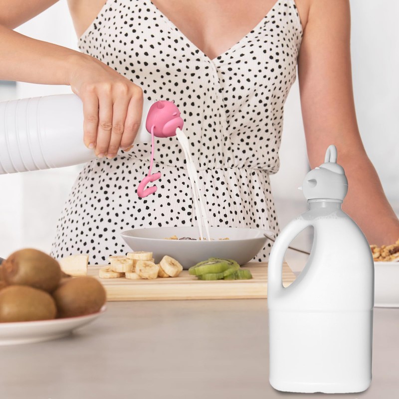 2-pack Cow Head Milk Bottle Caps,Silicone Milk Carton Cap,Funny Pouring