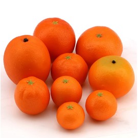 Woration Fake Lifelike Oranges Set Artificial Simulation Fruit Oranges Tangerine for House Kitchen Cabinet Party Festival Table Decoration Photography Prop Mix Sizes 10 Pcs
