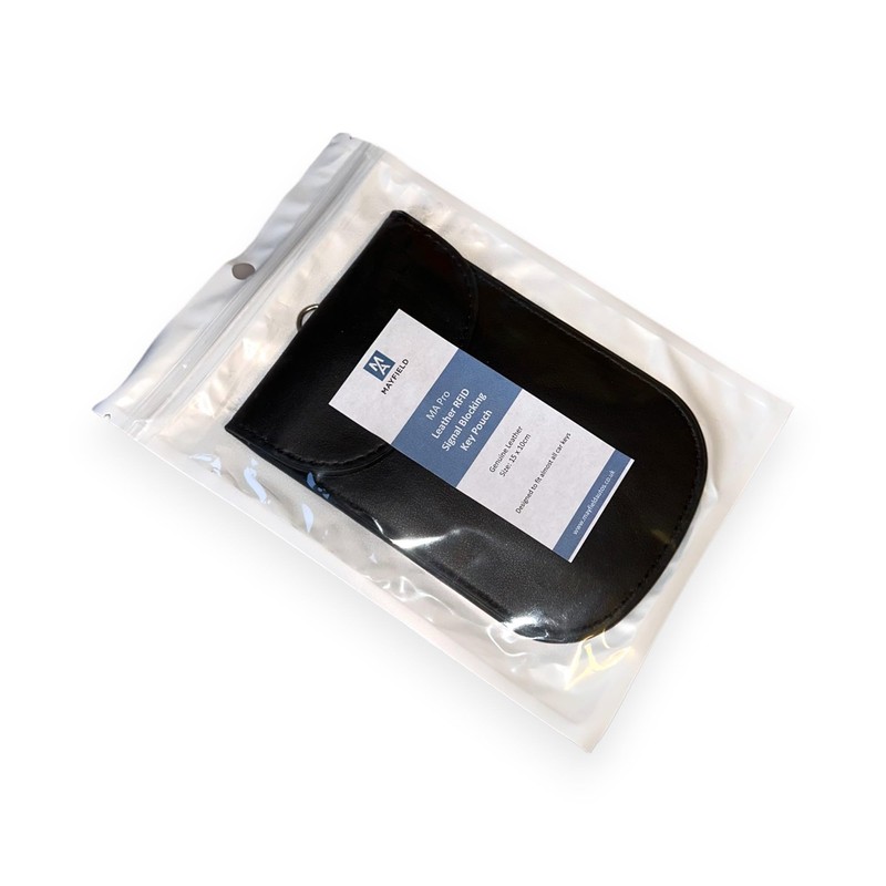 Mayfield Faraday RFID Signal Blocking Pouch – Genuine Black Leather,