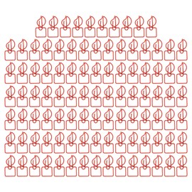 100pcs Paper Clips Prevent Slip Cute Candle Shaped Decorative Metal Bookmark Paperclips for Paper Document Red