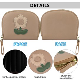 Farcauo Wallet Women Credit Card Holder Green Small Wallets Cute 3D Flower Design Minimalist Design Women's Wallets Kawaii Credit Card Holder Cash Wallet for Women Ladies