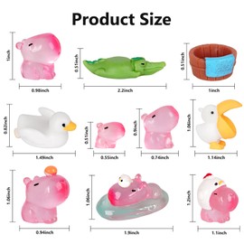 EMPHASISY Mini Capybara Figurines, 10 Pack Miniature Cute Capybara Glow in The Dark Resin Animals for Fairy Garden Bonsai Miniature Landscape Desktop Dollhouse