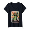 Womens Retro Cucumber DJ Cucumbers Sound Tech V-Neck T-Shirt