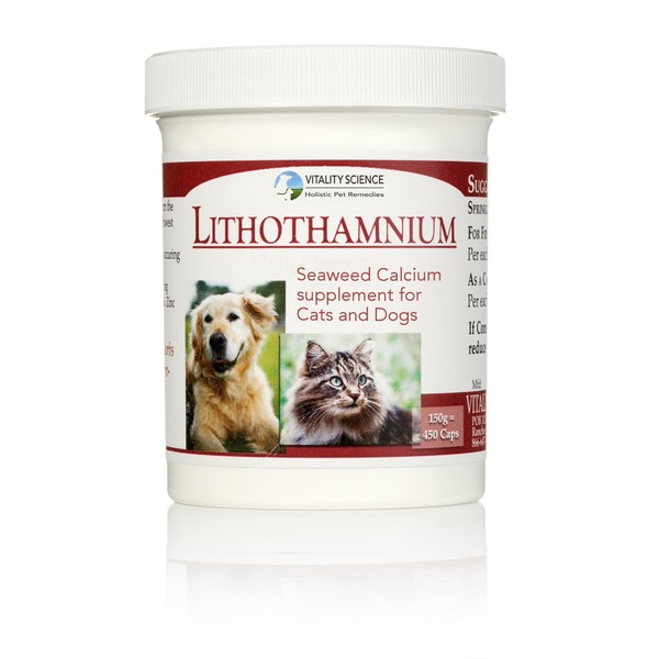 Vitality Science Natural Red Seaweed Lithothamnium Calcium Supplements for Cats and Dogs | Easy Absorption | Promotes Healthy Bones and Joints | Diarrhea Relief