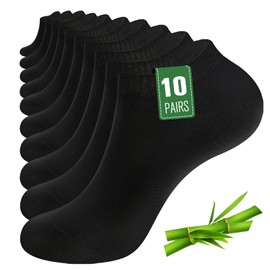 SockWaddles 10 Pairs Bamboo Trainer Socks for Mens Womens and Ladies, Low Cut Ankle Seamless Socks, Moisture-Wicking Short Athletic Socks for Sports, Running, Gym, Casual, Black, 3-5
