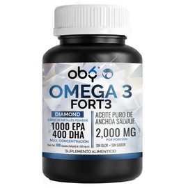 Omega 3 Diamond Forte 2000mg Aceite Anchoa Salvaje | Máxima Pureza Diamante | Alto Epa Dha como TG | Oby Suplemento Alimenticio | Vitaminas Mujer Homb