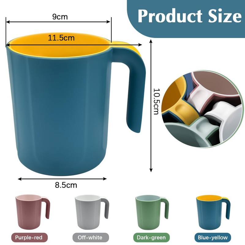 NAROSEBE Set of 4 Coffee Cups Plastic Cups Set 450