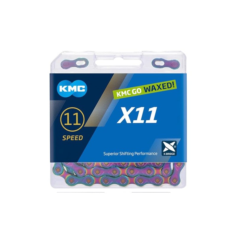 KMC X11 Waxed 11 Speed Chain, Aurora Blue, 118 Link