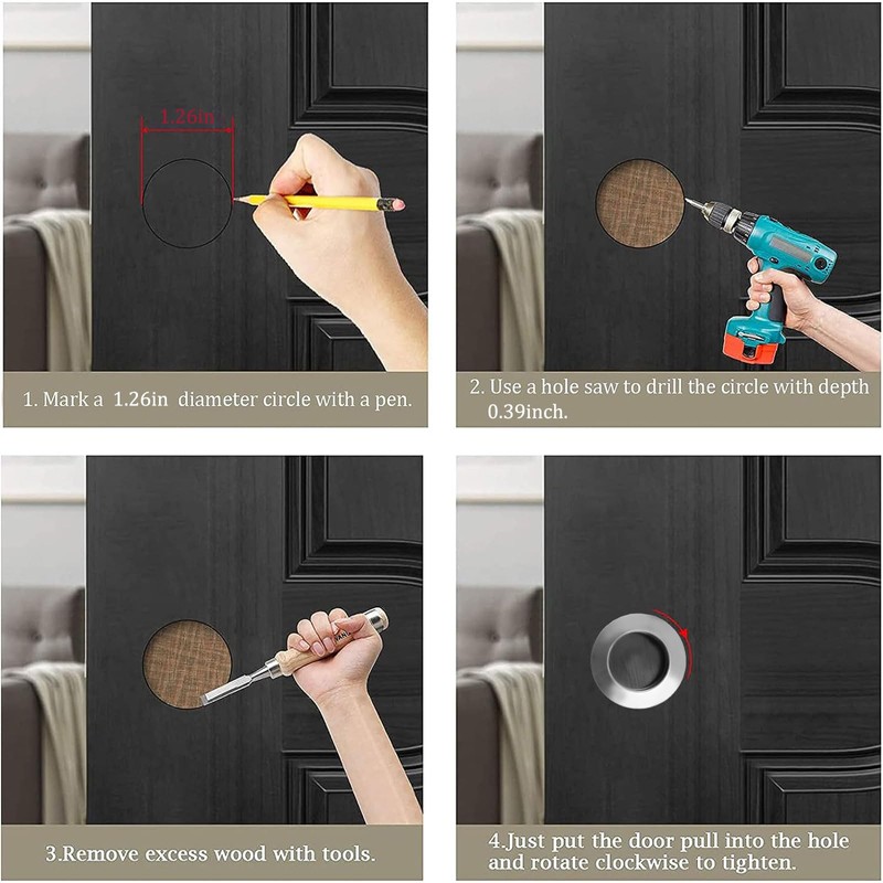 MOROBOR 8 Pack Round Sliding Closet Door Handles, Flush Pull