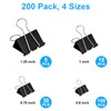 200 Count Binder Clips Assorted Sizes, 4 Sizes Large, Medium,