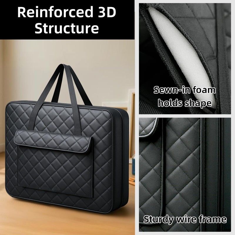 JJRING 18x24 Quilting Portfolio Bag, Lightweight Black Art Canvas Portfolio