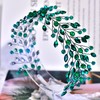 JHOO Bride Wedding Hair Accessories Emerald Rhinestone Headband Elegant Bridal