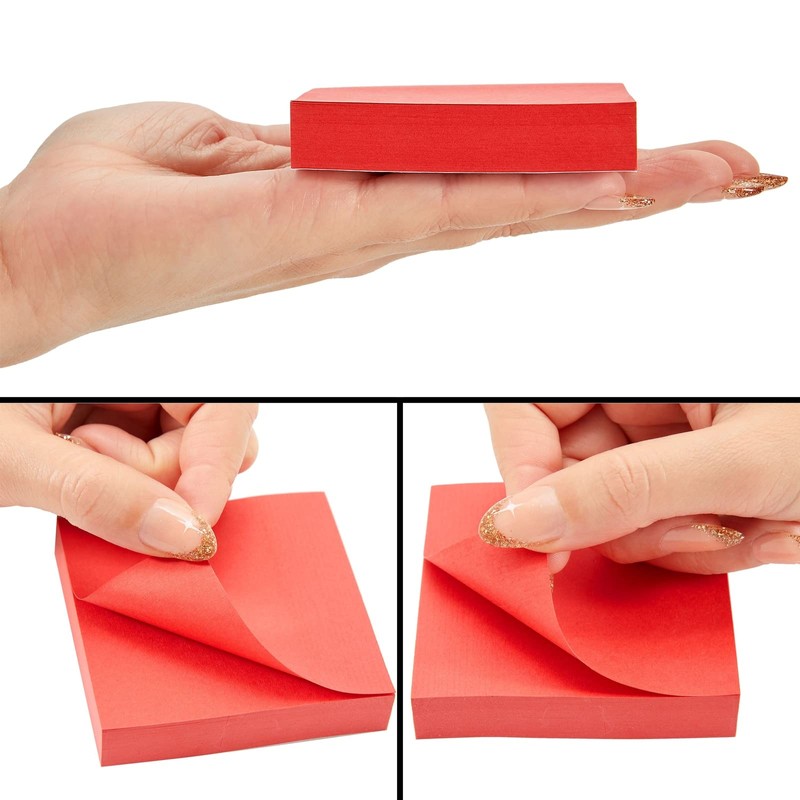 Juvale 8 Pack Bright Red Sticky Notes 3x3 Inch Self-Stick