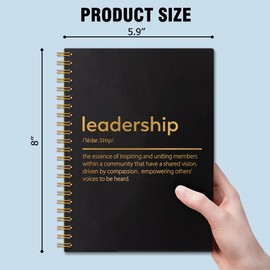 QYUVK Leadership Definition Gold Foil Hardcover 160 Pages Blank Spiral Notebooks, Leader Notebook, Leader Appreciation Gift, Leaving Going Away Gifts for Best Boss Leader Mentor