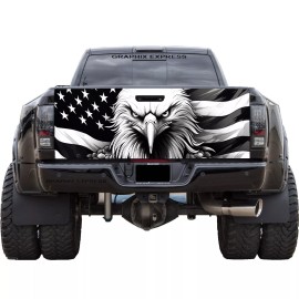 Graphix Express Tailgate Wrap American Flag Eagle Vinyl Graphic Decal Sticker, Pickup Decal T338