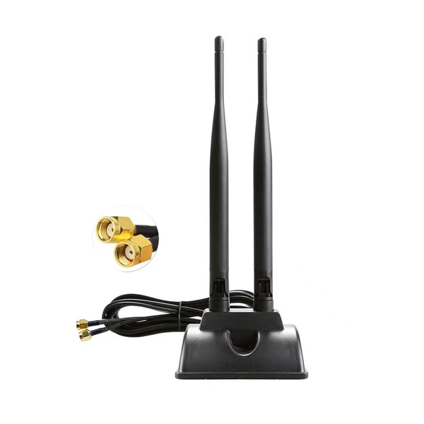 Imwell Dual Wifi Antenna 2.4G/5.8G Frequency 6dBi RP-SMA Connector Magnetic