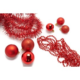 Heitmann Christmas Tree Decoration Set - Baubles, Tree Top Star, Bead Chains, Garlands - 45-Piece Christmas Decorations