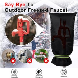 Outside Tap Covers for Winter - Large Outdoor Tap Cover Insulated Protector with Reflective Strip, Waterproof & Thickened Thermal Tap Jacket Protects Your Tap from Freezing Bursting (1pcs 18.5*45cm)