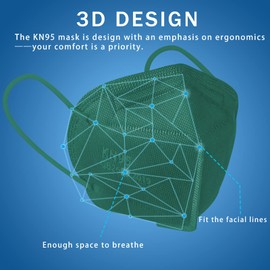 Hotodeal KN95 Face Mask 20 PCS,5 Layers Cup Dust Mask Against PM2.5 from Fire Smoke, Dust, for Men, Women, Essential Workers(Green)