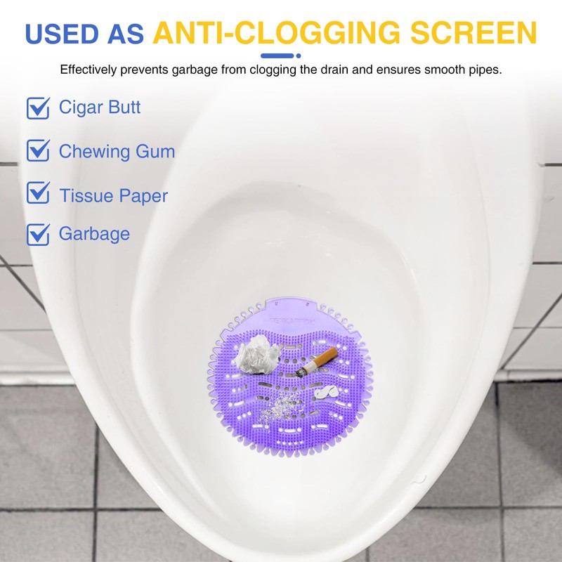 16 PACK Urinal Deodorizer Screen with 100 Gloves-3D Wave Anti-Splash