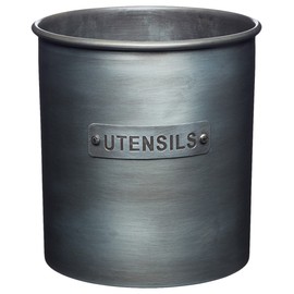 KitchenCraft INDUTENSIL Industrial Kitchen Vintage-Style Metal Utensil Holder, 13.5 x 14.5 cm (5.5” x 5.5”), Grey
