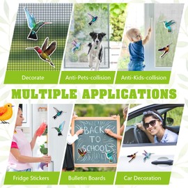 MWOOT 12 Pieces Hummingbird Screen Door Magnets Decorative,Flexible Double Sided Retractable Screen Door Decorative,Bird Magnets,Retractable Screen Door Protect for Pet Bird Strike(6 Styles)