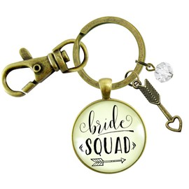 Bride Squad Keychain Bridesmaid Wedding Womens Jewelry Gift Bachelorette Party Arrow