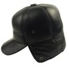 Sandy Ting Winter Leather Baseball Cap Earflap Fitted Hats Men